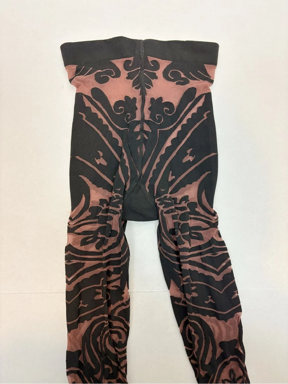 Wolford X Etro Body Tattoo Tights in Chocolate & Black Size S